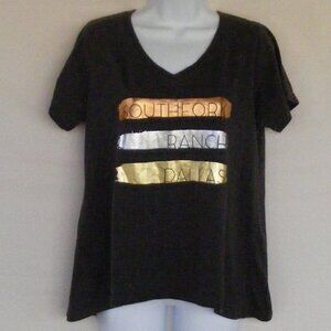 SOUTHFORK RANCH Tee, Ladies M, Metallic, Brown, Short sleeves, V-neck